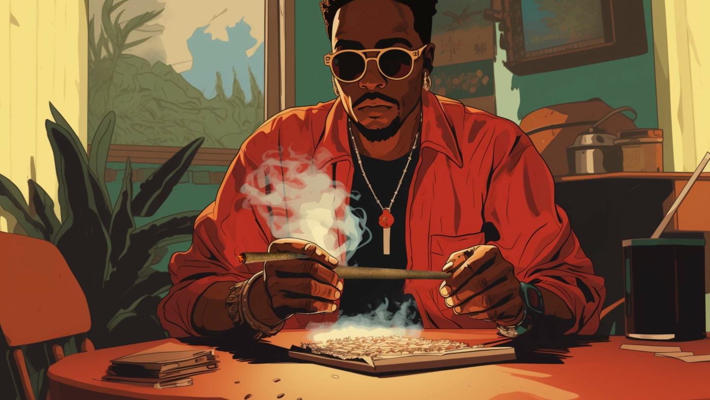 Your Ultimate Guide On How To Smoke Delta 8 Flower 1 Indacloud. Image Of Black Man Rolling A Spliff Retro Comic Styl A9Ef272D 0223 4D65 922B D098Ece0D595